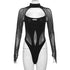 Sexy Hollow Out Bodysuit for Women Summer Mesh Backless Long Sleeve Chic Clubwear